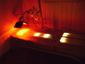 'MassageEnergized' migun table with LED DPL Red Light Facial Attachment